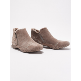 Faux Leather Panel Zip and Fleece Soft Ankle Ankle Boots