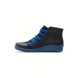 Women Lether Fall Flat Heel PU Boots