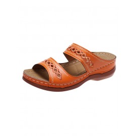 Retro Style Hollow Out Circular Embroidery Foot Casual Slippers