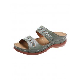 Retro Style Hollow Out Circular Embroidery Foot Casual Slippers