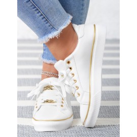 Chain Decor Lace-up Casual Skate Shoes