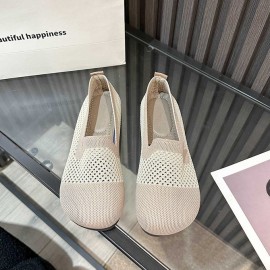 Casual Color Block Slip On Flat Heel Shallow Shoes