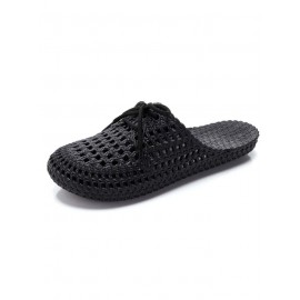 Women Lace Up Hollow Out Waterproof Beach Mules