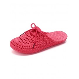Women Lace Up Hollow Out Waterproof Beach Mules