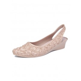 Waterproof Floral Wedge Heel Slingback Shallow Shoes